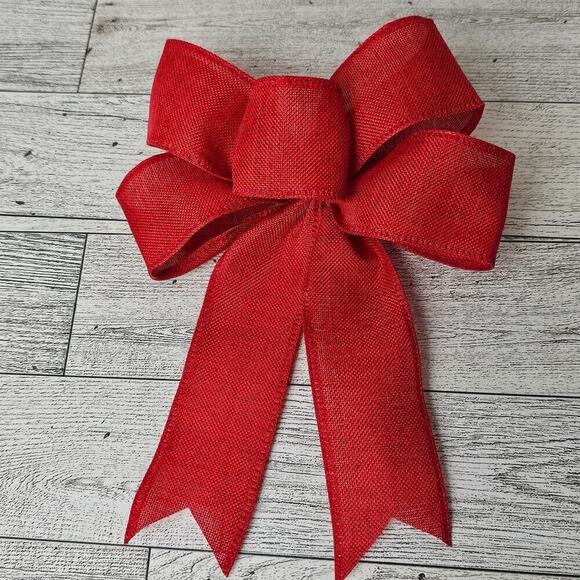 Red Bows Set of 6 Christmas Bows Tree Bows Holiday Ornament Birthday Party Decor - Picture 9 of 9